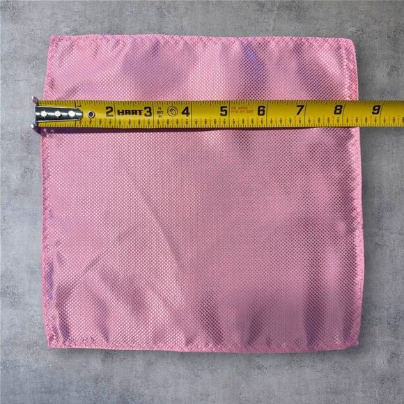 Pocket Square 8.5x8.5in Solid Pink PolySilk - Picture 2 of 3